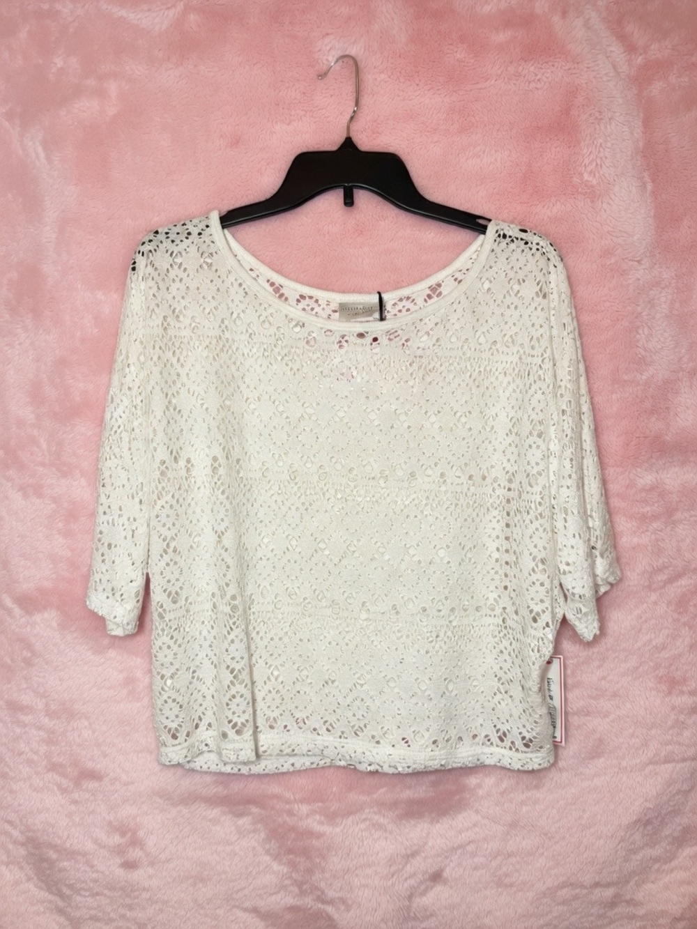 White Lace Crochet Women's Top - Lightweight Summer Layer